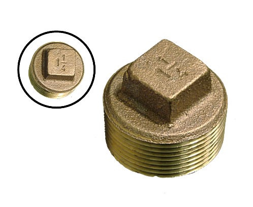 1 Brass Sq Head Plug - Click Image to Close