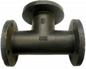 4" #125 Cast Iron Flange Tee - Click Image to Close